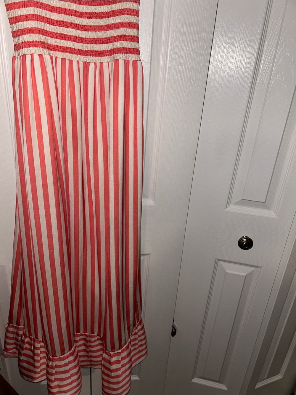 summersalt Nantucket Red White Striped Tie-Shoulder Nautical Smocked Dress XL - Picture 7 of 7